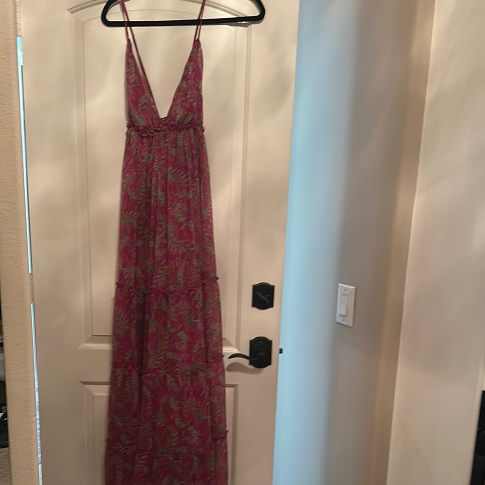 Misa Los Angeles Pink Patterned Maxi Dress
